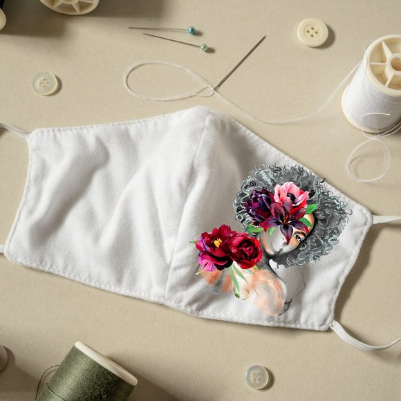 Watercolor Painted Face Mask Linen #4 - Picture 2 of 4